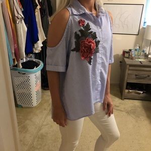 Off the Shoulder Button Down